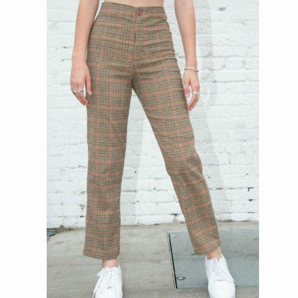 Brandy Melville Plaid Trousers - Brown and Red
